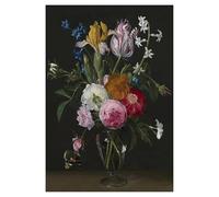 BYAMBD Tableaux Décoration Murale Moderne Affiche Antique De Nature Morte Sombre: Un Bouquet De Fleurs dans Un Vase, Art Mural Vintage, Peinture sur Toile, Décoration De Salon Ou De Maison(P,40x60cm)
