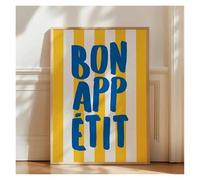 BYAMBD Tableaux Décoration Murale Moderne Affiche sur Toile Bon Appétit sans Cadre, Ornée d'une Superbe Police Bleue, Idéale pour Les Restaurants, Les Salons Et Les Bureaux.(40x60cm)