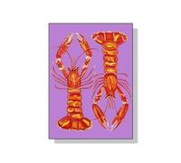 BYAMBD Tableaux Décoration Murale Moderne Affiches Colorées Représentant des Sardines, Homards, Poissons Et Animaux Marins, Impression Minimaliste sur Toile, Art Mural pour Salon(Une,20x30cm)