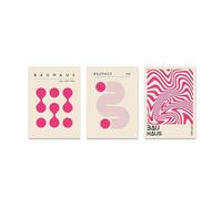 BYAMBD Tableaux Décoration Murale Moderne Lot De 3 Affiches Bauhaus Orange Vert Bleu Rose Impression D'images Géométriques Peinture Murale Abstraite Moderne sans Cadre Décoration(B,30x40cm)