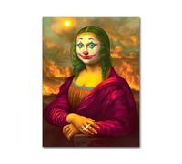 BYAMBD Tableaux Décoration Murale Moderne Portrait De La Joconde avec Le Sourire sur Toile Impression d'art Drôle Et Célèbre pour La Décoration De La Maison du Salon(Ré,40x50cm)