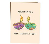 BYANIKA Carte A6 Diwali Happy Diwali Deepavali Deepawali | Joli jeu de mots amusant | Pour famille, meilleur ami, cousins, collègue, nièce, neveu