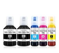 BYBEIBY 102 Encre Compatibles avec Epson 104 102 Multipack pour Epson EcoTank ET-2870 ET-2862 ET-2850 ET-3850 ET-4800 ET-4850 ET-4856 ET-2856 ET-1810 ET-2810 ET-2812 ET-2820 ET-2821 ET-15000
