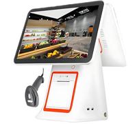 ByBoDi Caisse enregistreuse à Double écran Tactile de 15,6 Pouces, avec Double Moniteur Tactile, imprimante Thermique 58 mm, Scanner, pour Petites Entreprises, Restaurants, commerces de détail White