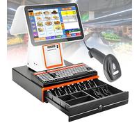 ByBoDi Caisse enregistreuse Tactile Double écran, Caisse enregistreuse Intelligente 15,6 Pouces, 8 Go/128 Go, imprimante Thermique 58 mm, Scanner, tiroir-Caisse White