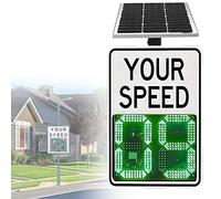 ByBoDi Radar numérique de Vitesse, avec télécommande sans Fil, Alerte Clignotante en Cas de survitesse, Couvrant Quatre Voies, Panneau de Vitesse Solaire, pour autoroutes White-24×35in