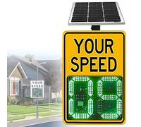 ByBoDi Radar numérique de Vitesse, avec télécommande sans Fil, Alerte Clignotante en Cas de survitesse, Couvrant Quatre Voies, Panneau de Vitesse Solaire, pour autoroutes Yellow-24×35in