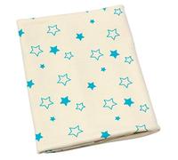 ByBoom® - BIO Couverture bébé, couverture câlin, couverture premier-né, couverture d'été, 70x100 cm, 100% COTON BIO, Colour:Naturel - Étoile Aqua