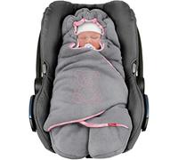 ByBoom Couverture d'emmaillotage pour siège auto bébé Hiver - Automne - Printemps, 'La couverture' depuis 2009, Maxi Komfort - Cosi Bella, Velours gris foncé/rose