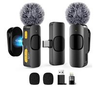 BYbrutek Microphone sans fil à clipser avec quatre modes d'enregistrement pour téléphone portable, iPhone, Android et PC - Mini microphone, adapté pour l'enregistrement vidéo, Vlog, TikTok, YouTube