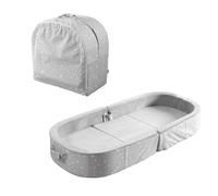 BYBYME Lit de voyage portable pour enfant - Berceau de sol pliable imperméable avec drap-housse lavable - Lit pliable idéal pour dormir et dormir (gris)
