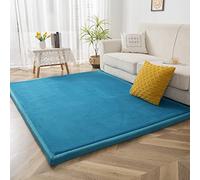 BYBYME Tapis d'éveil de 3 cm d'épaisseur avec Poils Courts antidérapants et Duveteux - Lavable - Parfait pour Le Yoga, l'exercice et Rampant (Pierre Bleue - 150 x 200 cm)