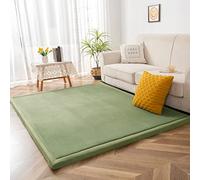 BYBYME Tapis en velours, corail épais, extra épais, 3 cm, antidérapant, pour enfants et bébés, tapis d'éveil doux (vert clair, 200 × 200 cm)