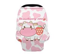 BYCHECAR Housses de siège de voiture mignonnes pour bébé, motif vache, fraise, auvent pour fille, housse d'allaitement, cadeau de naissance