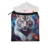BYCHECAR Tiger Galaxy Sac de rangement pour serviettes hygiéniques, trousse de maquillage portable, organisateur de tampons menstruels féminins, trousse de première période pour adolescentes, filles,
