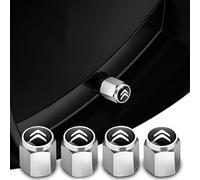 BYCHKA 4Pcs Bouchons de Valve de Pneu pour Citroen C4 II/2 Grand Picasso 2013-2016, Résistant Corrosion Aluminium Couvre Valve Anti Poussière avec Joint Caoutchouc,Silver