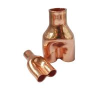 BYCIFRLG 1/4" 3/8" 1/2" 3/4" 1" 6-42mm Reducer Y 3 Ways Splitter Copper Tube End Feed Solder Pipe Fitting for Air Conditioner(63 * 25mm)