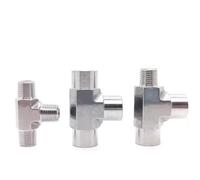 BYCIFRLG 1/8" 1/4" 3/8" 1/2" 3/4" 1" BSPP NPT Female Male Thread Tee 3 Way 304 316 Stainless Steel High Pressure Forging Pipe Fitting(316 BSP1I8 F-F-M)