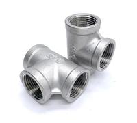 BYCIFRLG 1/8'' 2'' NPT Female Thread 304 Stainless Steel Equal 3 Ways Tee Type Water Pipe Fitting Joint(1/8")