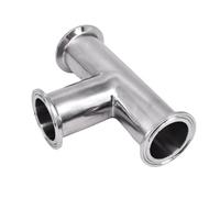 BYCIFRLG 12.7/19/25/32/38/45/51mm Pipe OD 0.5" 1.5" 2" Tri Clamp Tee 3 Way Connector Pipe Fitting SUS304 Stainless (51MM OD K64MM_T Type)
