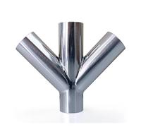 BYCIFRLG 19 25 32 38 45 51 57 63 76 89 102 108mm Pipe OD Butt Weld Branch Y-Shaped 4 Ways 304 Stainless Fitting(51mm)