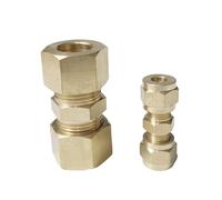 BYCIFRLG 1pc Fit Tube OD 10mm Brass Compression Pipe Fitting Connector Coupler