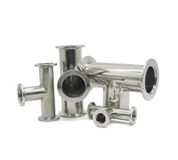 BYCIFRLG 1pc KF-10/16/25/40/50 Vacuum Tri Clamp Tee 3 Ways SUS304 Stainless Pipe Fitting Beer Brewing(KF-16)