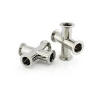 BYCIFRLG 1pc KF16 KF25 KF40 KF50 Vacuum Four-Way Fittings 304 Stainless Steel Equal Diameter Flange Four-Way Fittings(KF50)