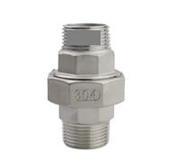 BYCIFRLG 1PCS 304 Stainless Steel Union Joint Coupling 1/4" 3/8" 1/2" 3/4" 1" 1-1/4" 1-1/2" 2" Female Male Thread Cast Pipe Fitting(Female to Female,3/4'')