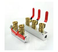 BYCIFRLG 27x36mm 1/2" BSP Female 2 3 4 5 6 7 8 9 10 Ways Solid Aluminum Air Manifold Block Splitter with Ball Valve(5 Way 7 Port)