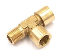 BYCIFRLG 2pcs 3/8" Female-Female-Male Tee 3 Way Brass Pipe Fitting Connector Water Fuel Gas