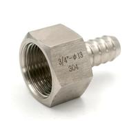 BYCIFRLG 3/4" Female to 13mm Barb Hose 304 Stainless Steel Splicer Barb Hose Tail Connector 98 Bar