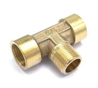 BYCIFRLG 3/8" BSP Female-Male-Female Tee 3 Way Brass Splitter Pipe Fitting Water Gas Oil 8 Bar