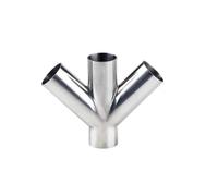 BYCIFRLG 3" Welding OD 76mm Cross Tee 4 Way 45° Y Type Pipe Fitting Stainless Steel 304