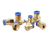 BYCIFRLG 50PCS PCF Pneumatic Air Connector 4 6 8 10 12mm Hose Tube 1/8 3/8" 1/2" 1/4" Female Thread Brass Quick Pipe Joint Fitting(PCF12-03)