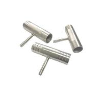 BYCIFRLG 6 8 10 12 14 16 19 20 25 32 38-51mm Hose Reducer Tee 3 Ways Splitter 304 Stainless Steel Hosetail Connector Coupler Fitting(51-41-51mm)