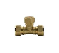 BYCIFRLG Brass Tee 3 Way Commpression Fitting Union Connector Fit Tube OD 16mm Water Gas Fuel