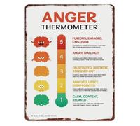 BYCIFRLG Calm Down Anger Thermometer Aluminum Sign Emotion Scale Wall Decor for Room Classroom 8 X 12 in