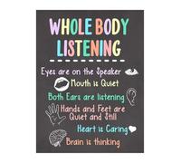 BYCIFRLG Classroom Rules Poster Whole Body Listening Social Emotional Learning for Preschool Elementary Kindergarten Behavior Management(Framed,08x12inch(20x30cm))