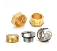 BYCIFRLG Copper 1/8" 1/4" 3/8" 1/2" 3/4" Male Thread Brass Pipe Hex Head End Cap Fitting Coupler Connector (10pcs Female,3/4")