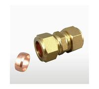 BYCIFRLG Fit 16mm Tube OD Brass Compression Union Fitting with Copper Ferrule Ring Water Gas Oil