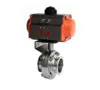 BYCIFRLG Fit Tube O.D 19/25/32/38/45/51mm Tri Clamp 1.5" 2" 304 Stainless Steel Pneumatic Ferrule Butterfly Valve(32x50.5mm(1.5 in.TC))