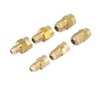 BYCIFRLG Flare Thread 7/16" 5/8" 1/2" UNF Male x 1/8" 1/4" 3/8" NPT Female Brass SAE 45 Degree Pipe Connector Fitting Adapters(Orange)
