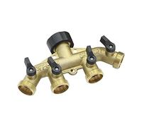 BYCIFRLG Garden Plumbing Brass 3/4" Threaded 4-Way Hose Diverter with Valve Garden Faucet Connector Irrigation Water Control Valve (Color : American)