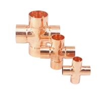 BYCIFRLG Inner Diameter 6.35/9.52/12.7/15/16/22/35/42/54mm Copper End Feed Cross 4 Ways Pipe Air Conditioning Refrigeration(54x1.5mm)