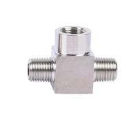 BYCIFRLG M14 M16 M20 1/4" 1/8" BSPP Female Thread Stainless Steel Tee Type 3 Way High Pressure Pipe Fitting Connector(Male-Female-Male,NPT1I8)