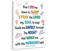BYCIFRLG Now I Lay Me Down to Sleep Wall-Art - Christian Bedtime Prayer Poster for Nursery & Childrens Room(Framed,12x18inch(30x45cm))