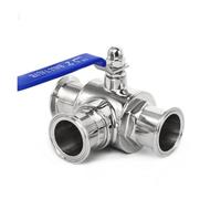 BYCIFRLG Pipe OD 3/4" 1" 1-1/4" 1-1/2" 2" SS304 Stainless Steel 3 Way Ball Valve T L Port Ferrule Type Fit 1.5" 2" Tri Clamp(32mm Ferrule 50.5,L Type)