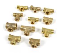 BYCIFRLG Pneumatic Plumbing Brass Pipe Fitting Male/Female Thread 1/8" 1/4" 3/8" 1/2" BSP Tee Type Copper Fittings(Female-F-M,1inch)