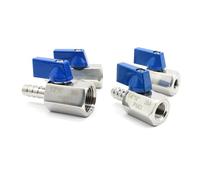 BYCIFRLG Robinet à Boisseau sphérique Bleu Femelle SS304 1/8" à 7 mm, 2 Voies, BSP